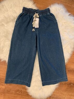 NWT Wide Leg High Waist Elastic Drawstring Women’s Jeans Medium Y2K Baggy